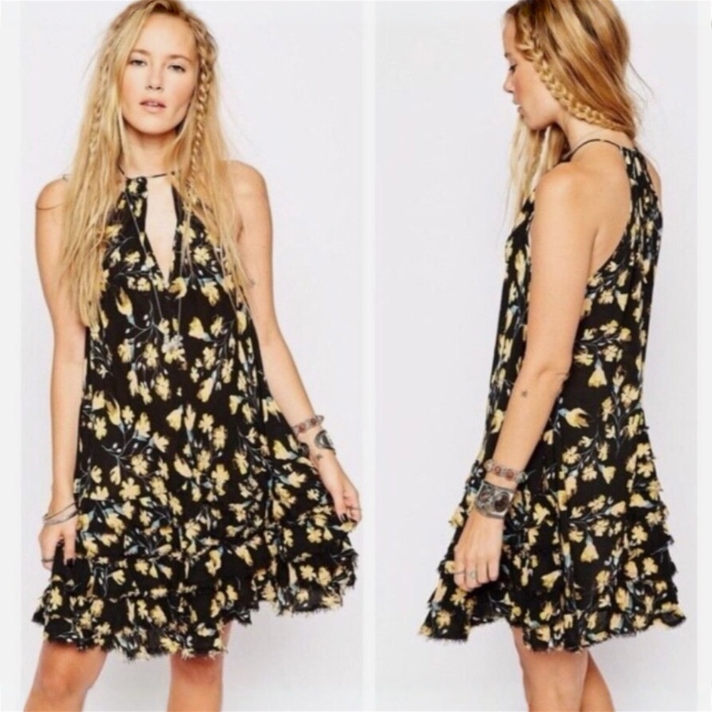 Free people raw ruffle tunic dress